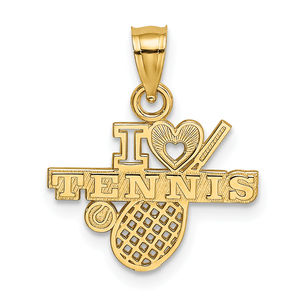 Million Charms 14k Yellow Gold Sports I HEART TENNIS Necklace Charm Pendant